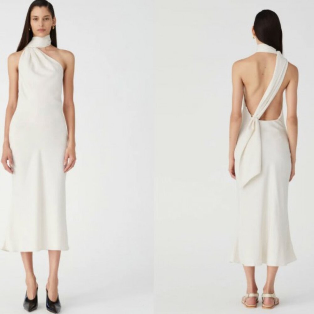 MISHA Vivika White Midi Dress